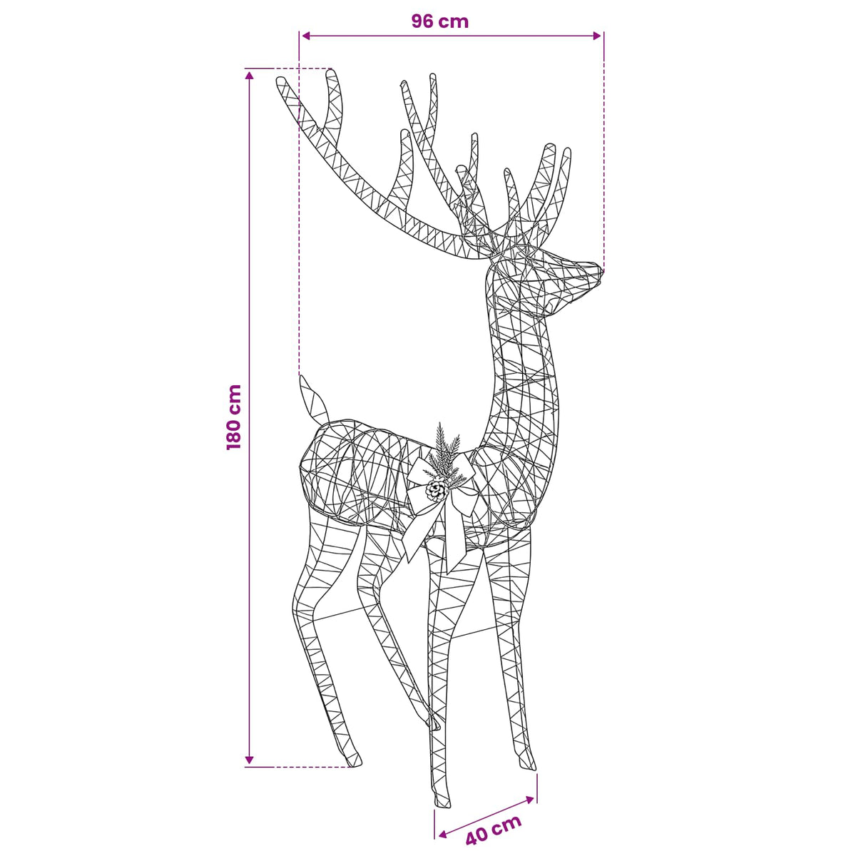 vidaXL 3D Christmas Reindeer LOVIISA 560 LEDs Warm White