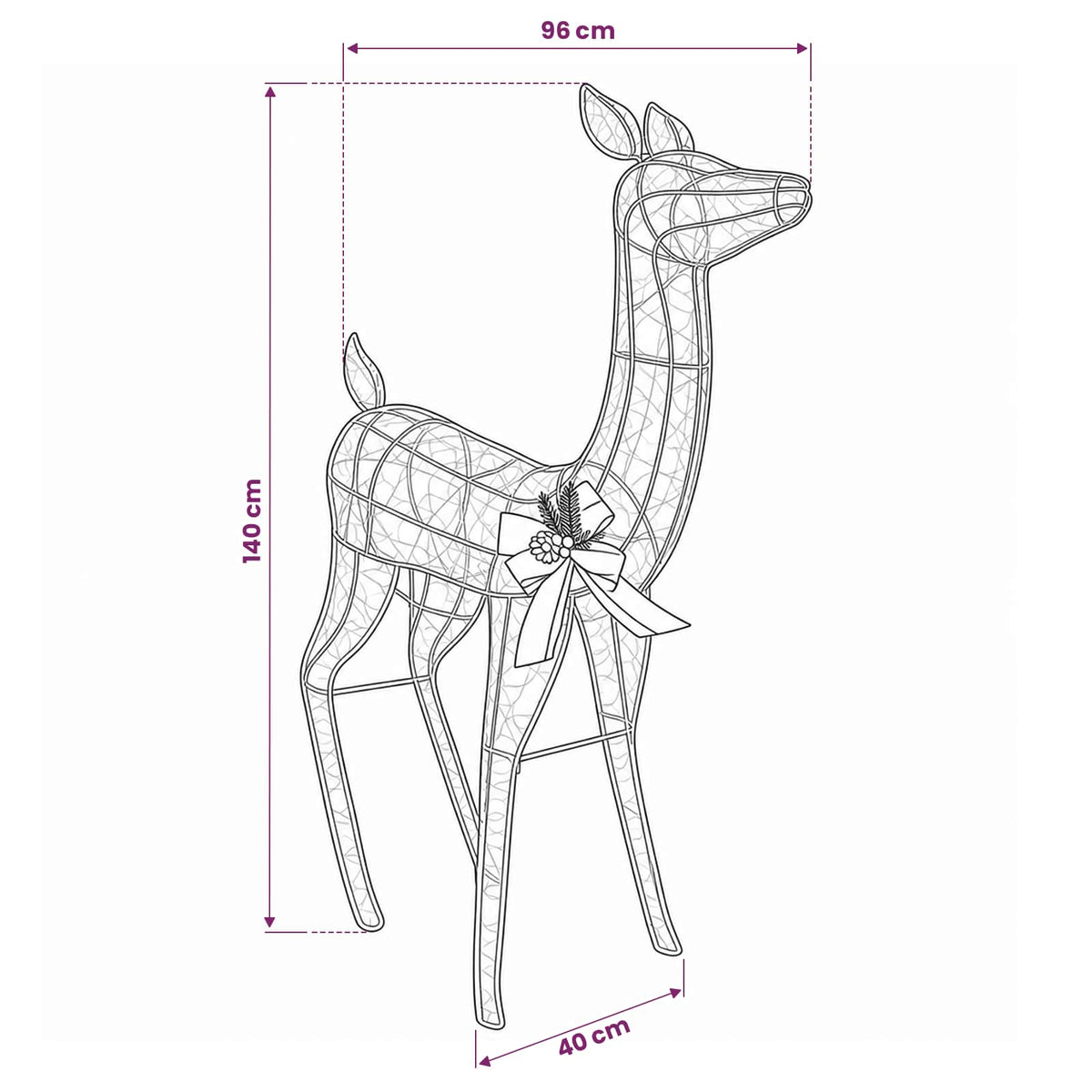 vidaXL 3D Christmas Reindeer LOVIISA 200 LEDs Warm White
