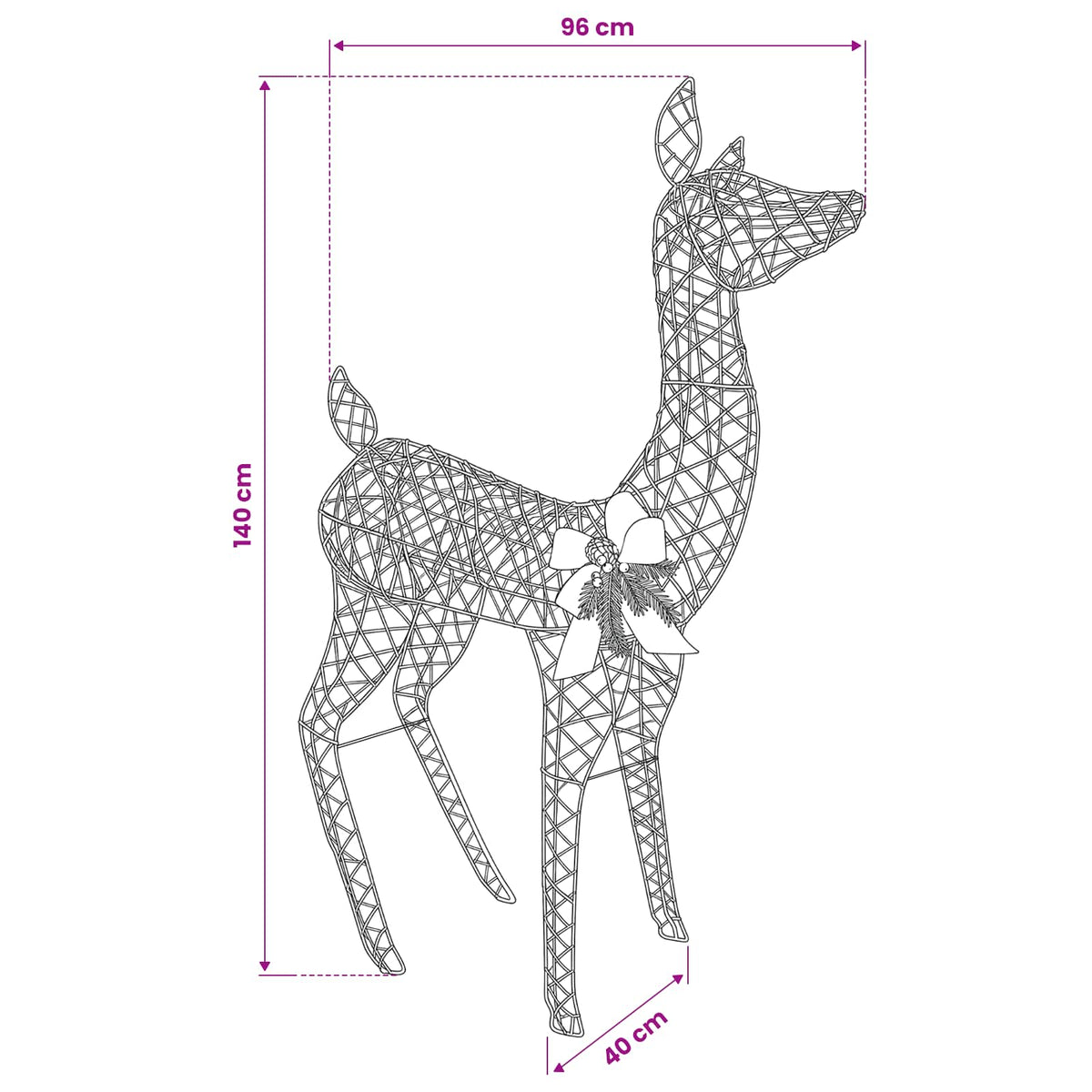 vidaXL 3D Christmas Reindeer LOVIISA 200 LEDs Warm White