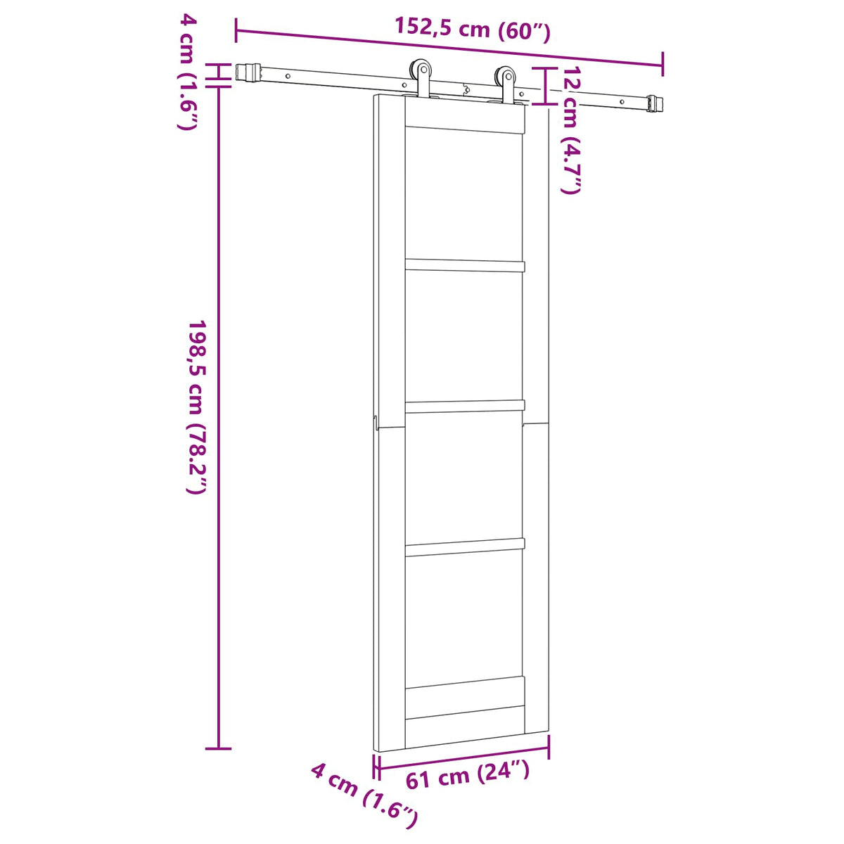 vidaXL Sliding Door ORKDAL 61 x 198.5 cm Engineered Wood