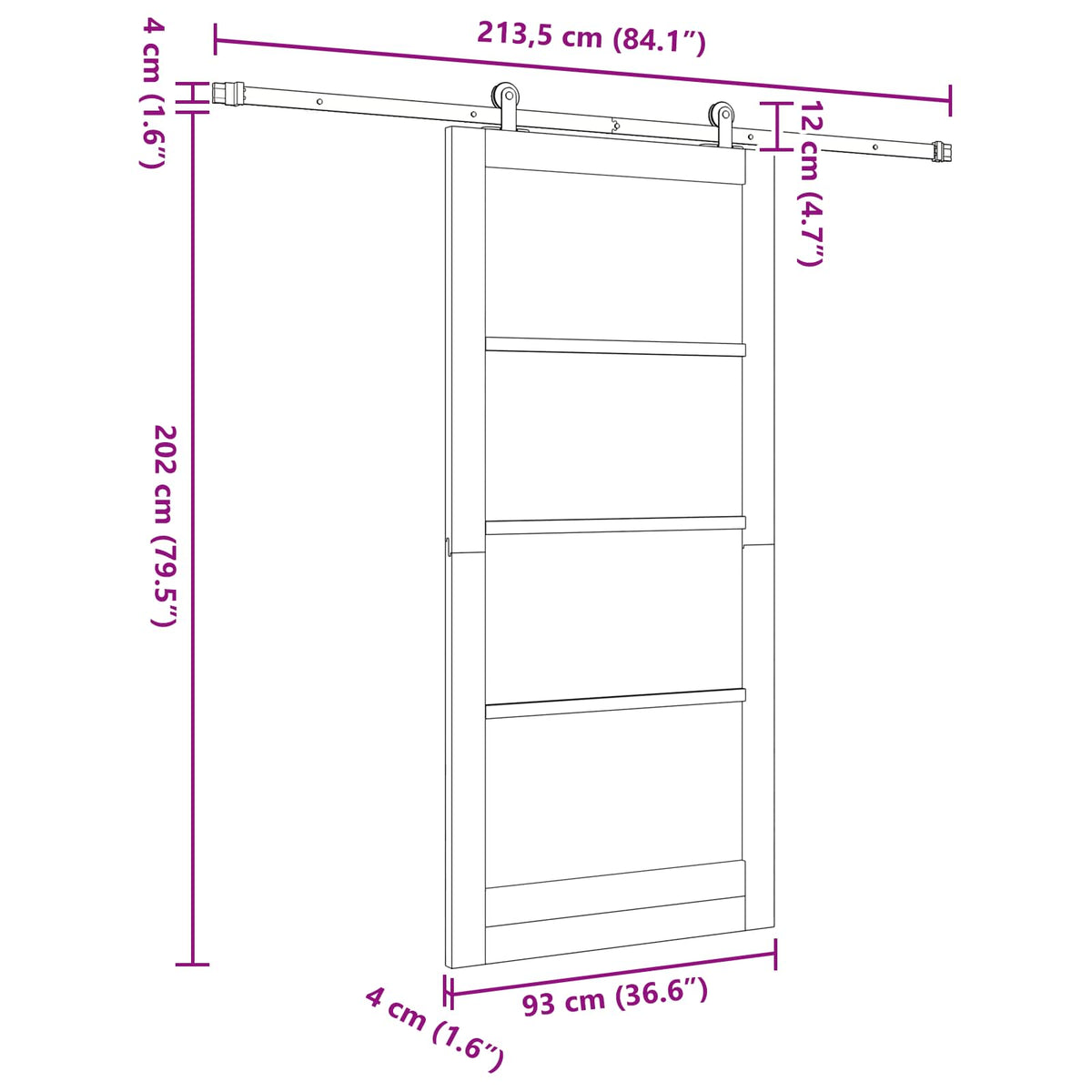 vidaXL Sliding Door ORKDAL 93 x 202 cm Engineered Wood White and Black