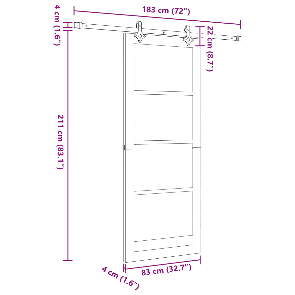 vidaXL Sliding Door 83 x 211 cm Engineered Wood White