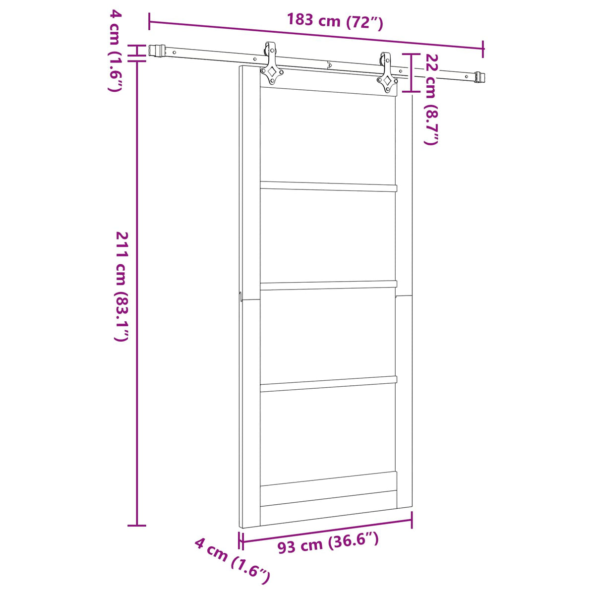 vidaXL Sliding Door 93 x 211 cm Engineered Wood White