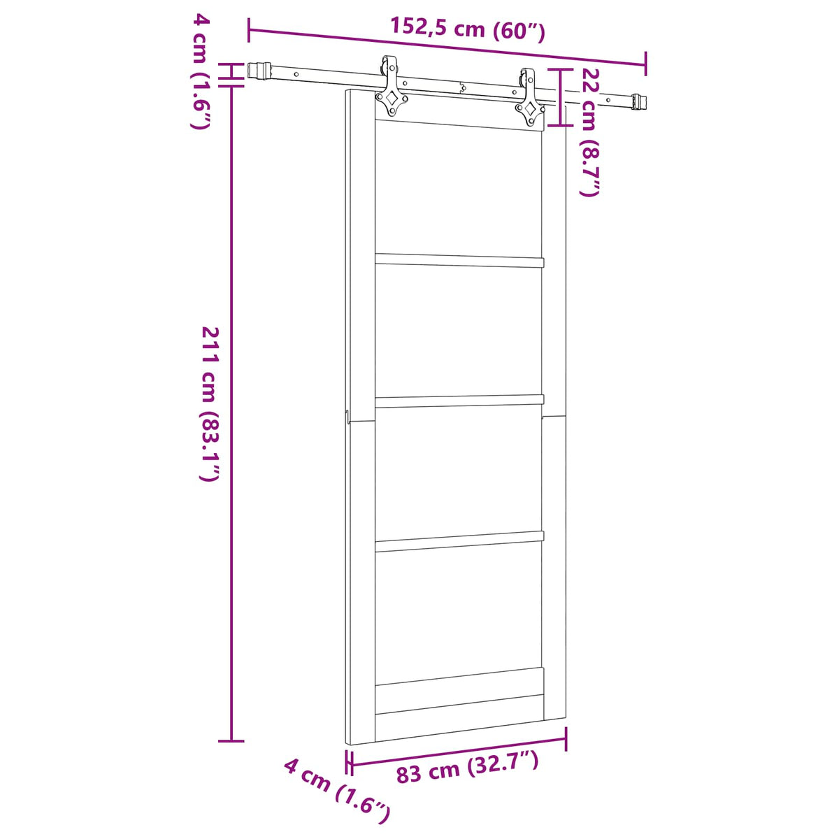 vidaXL Sliding Door ORKDAL 83 x 211 cm Engineered Wood White and Black