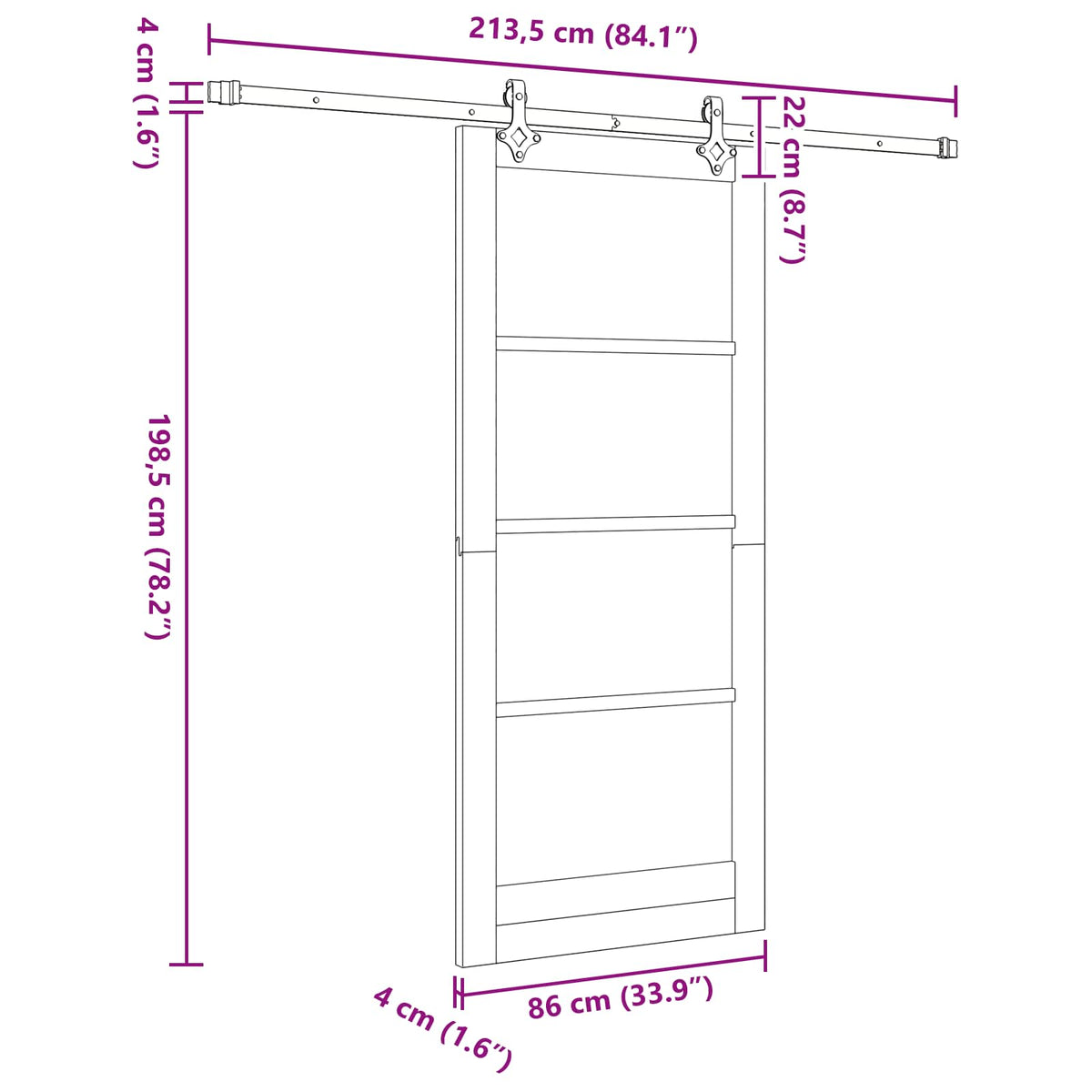 vidaXL Sliding Door ORKDAL 86 x 198.5 cm Engineered Wood