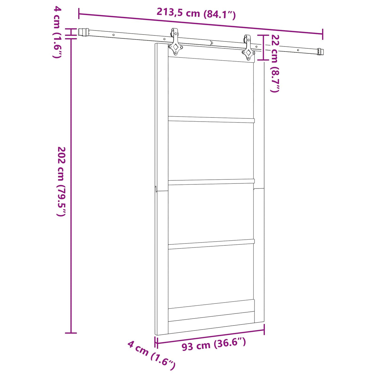vidaXL Sliding Door ORKDAL 93 x 211 cm Engineered Wood
