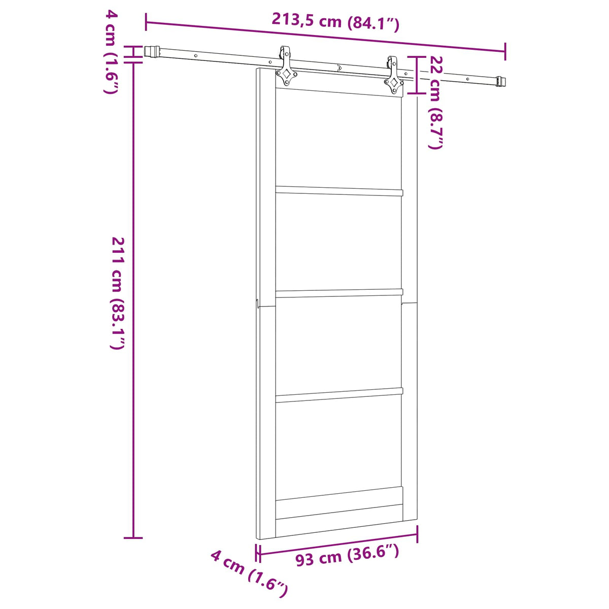 vidaXL Sliding Door ORKDAL 93 x 232 cm Engineered Wood White and Black