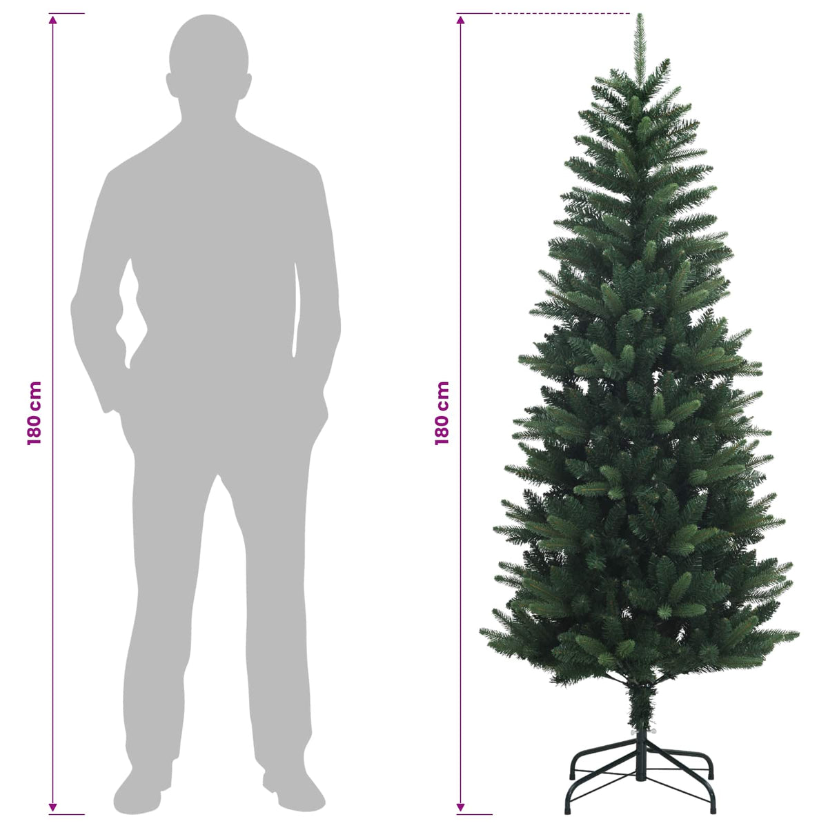 vidaXL Artificial Hinged Christmas Tree 180 cm PVC Green