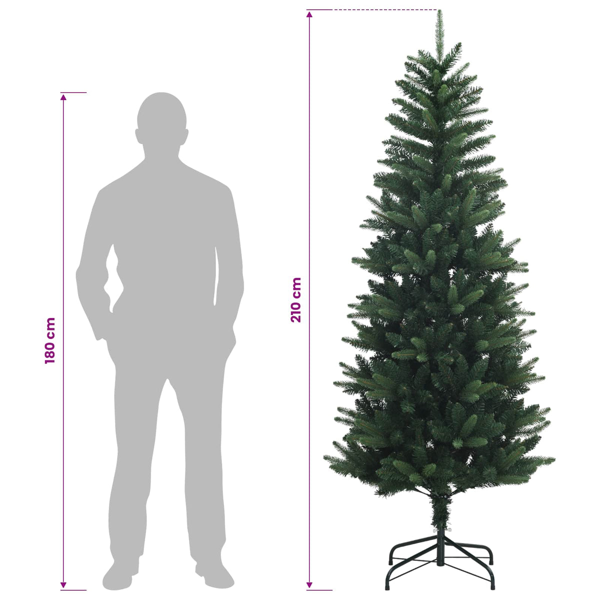vidaXL Artificial Hinged Christmas Tree 210 cm PVC Green