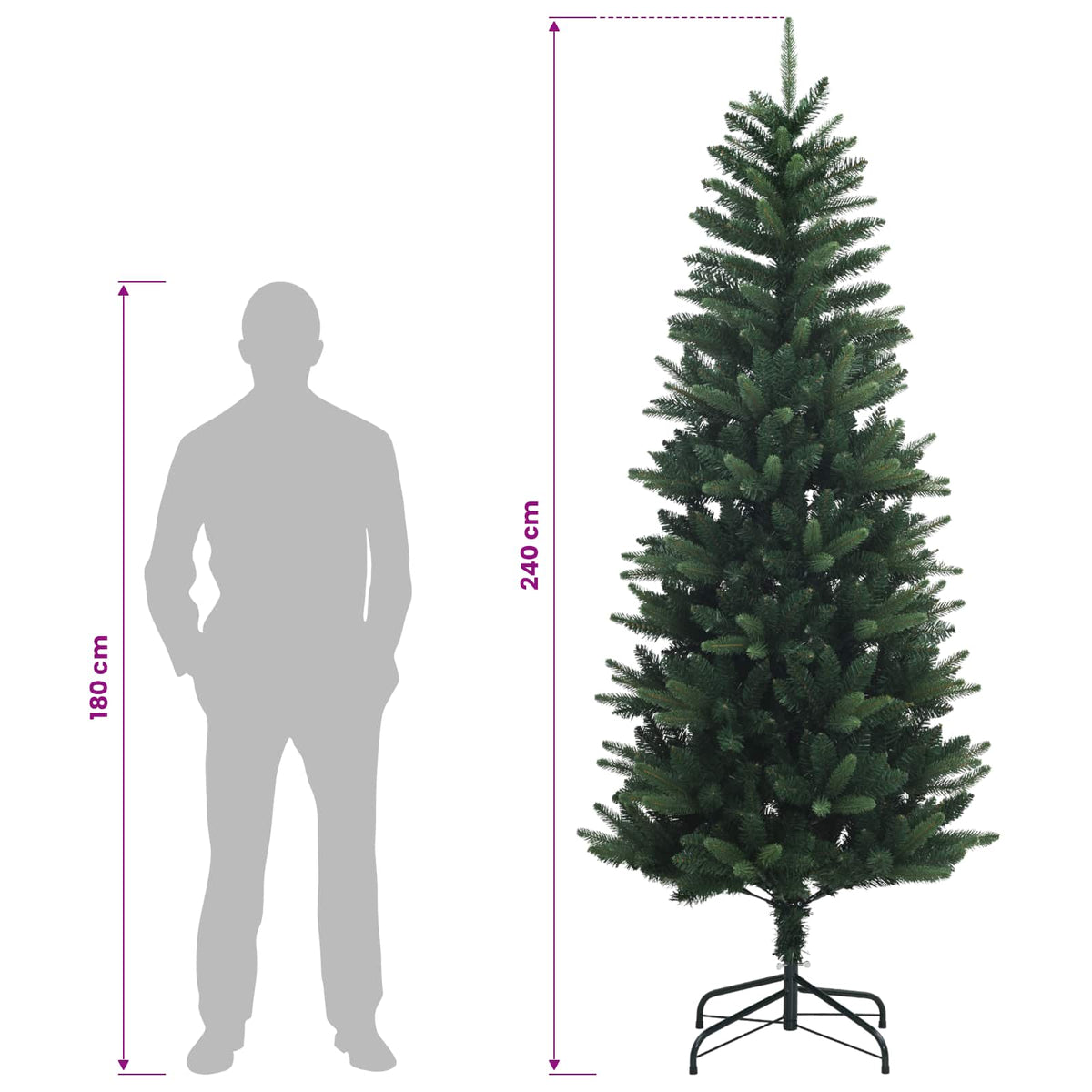vidaXL Artificial Hinged Christmas Tree 240 cm PE and PVC Green