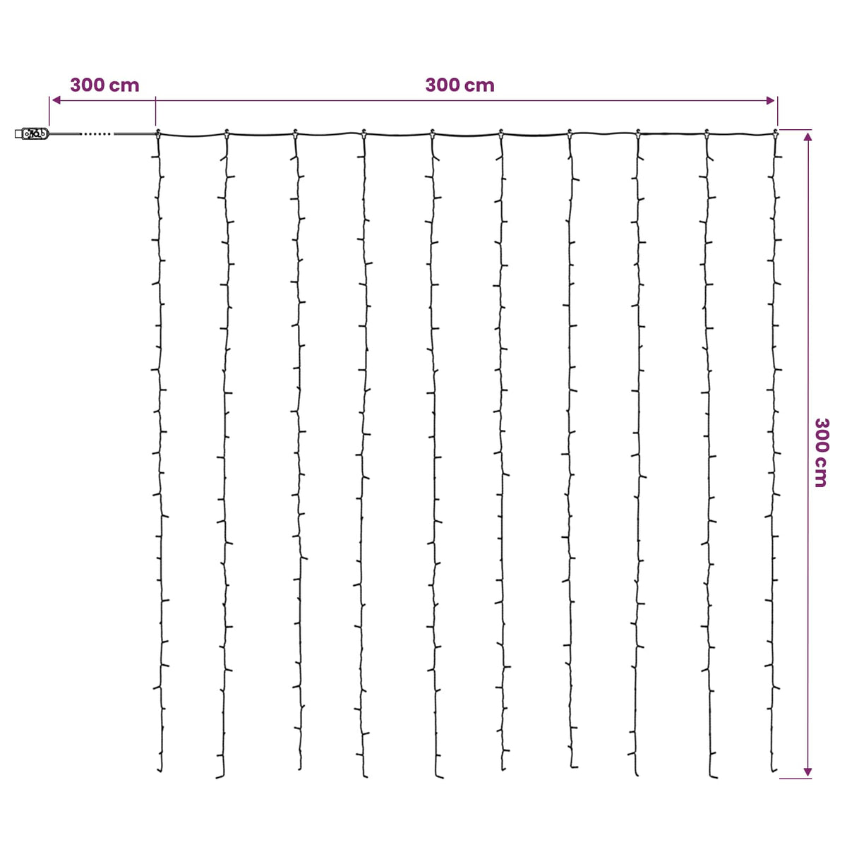 vidaXL Curtain Lights 300 LEDs Cold White 300 x 300 cm