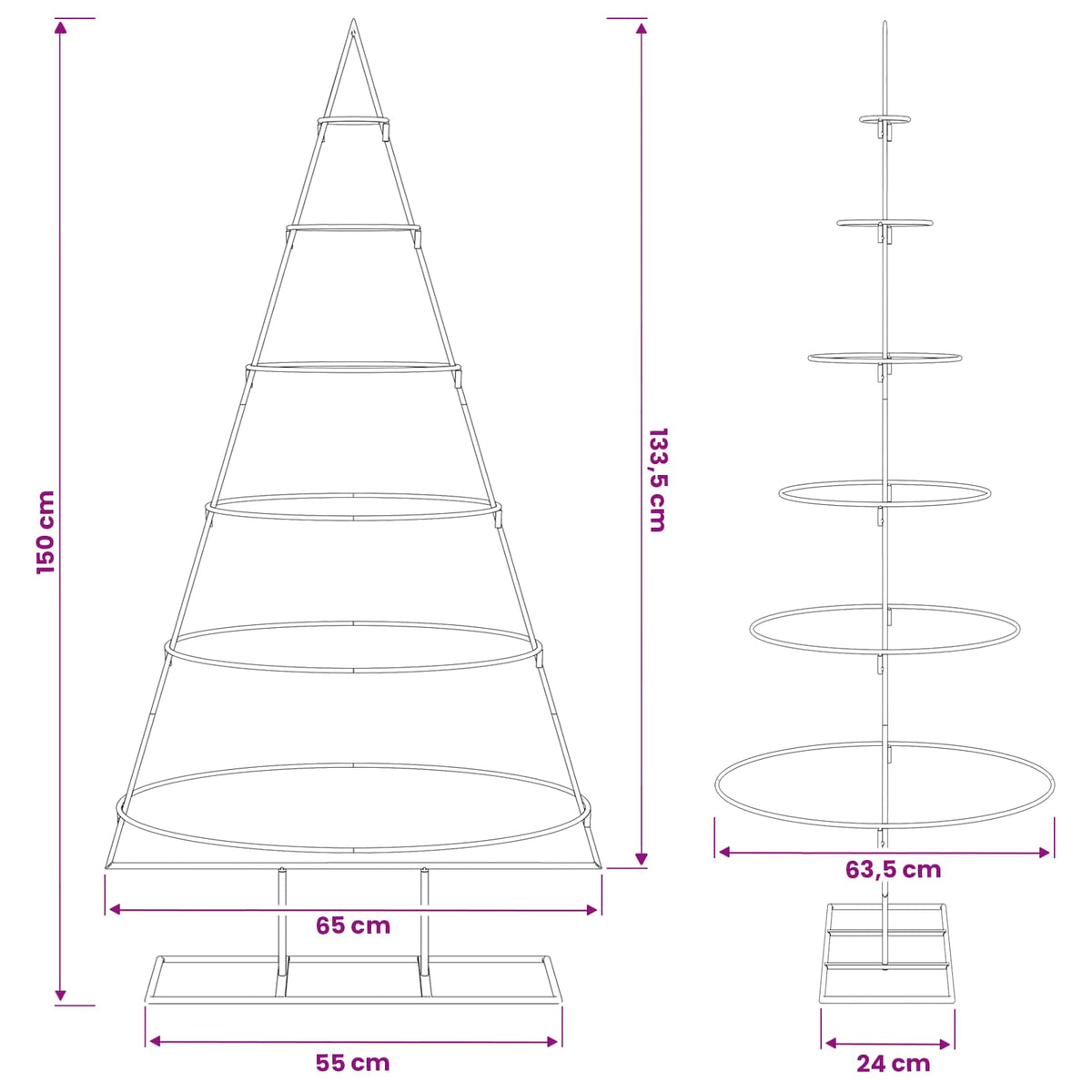 vidaXL Metal Christmas Tree with Stand KUOPIO 150 cm Steel White
