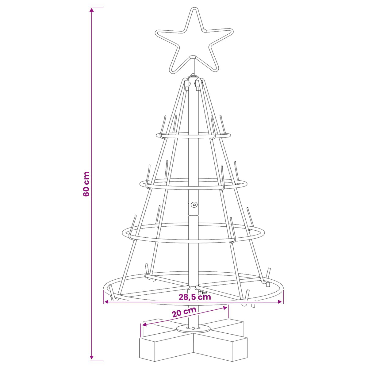 vidaXL Metal Christmas Tree with Stand KUOPIO 60 cm Steel Gold