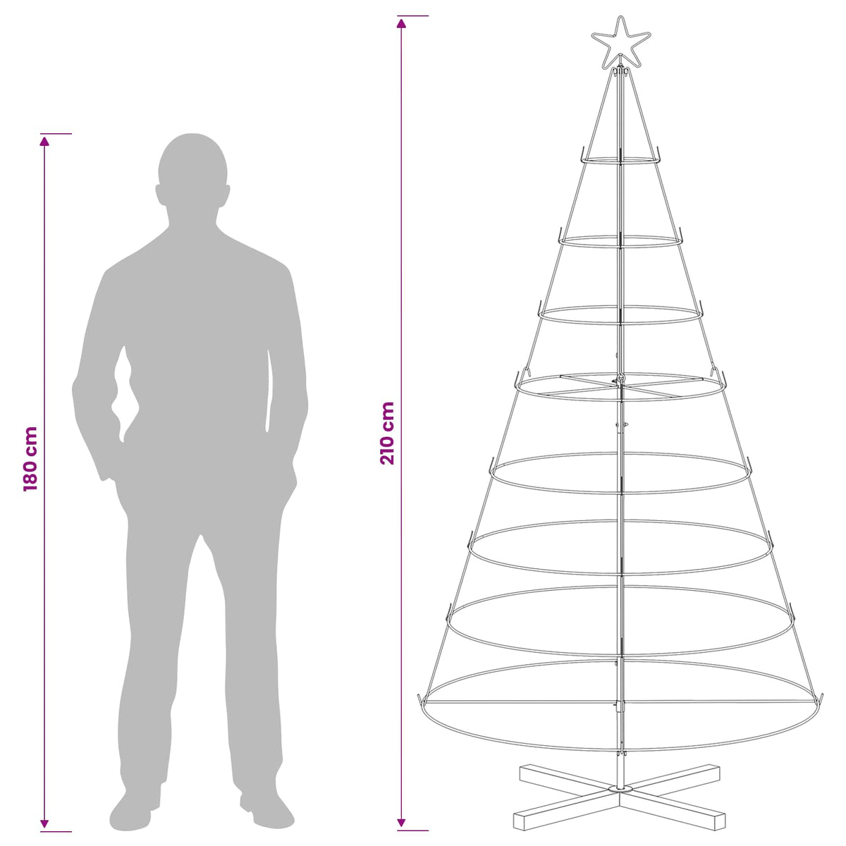 vidaXL Metal Christmas Tree with Ring Stand KUOPIO 210 cm Steel White