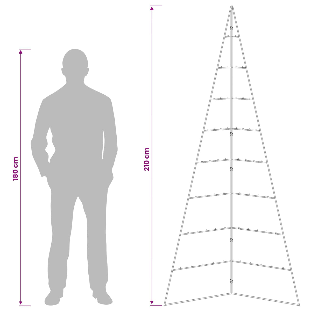 vidaXL Metal Christmas Tree KUOPIO 210 cm Steel Gold