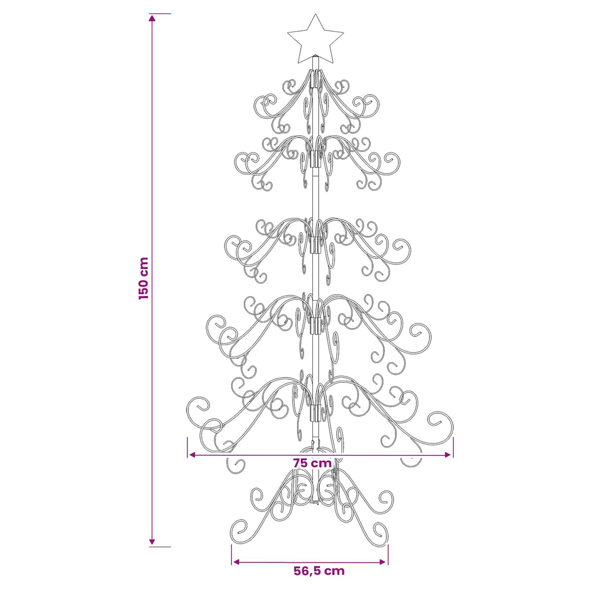 vidaXL Metal Christmas Tree KUOPIO 150 cm steel White
