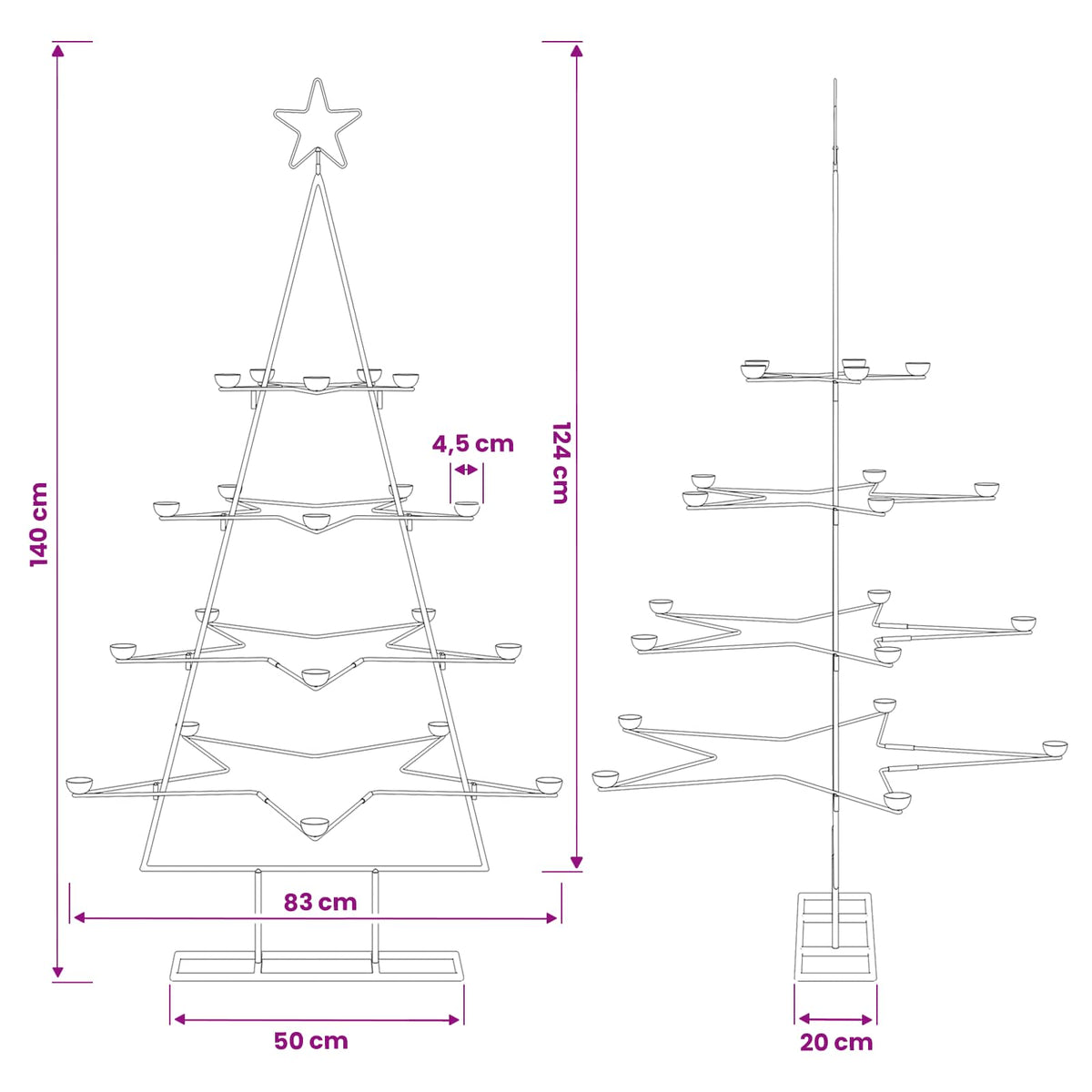 vidaXL Metal Christmas Tree with Holder KUOPIO 140 cm Steel White