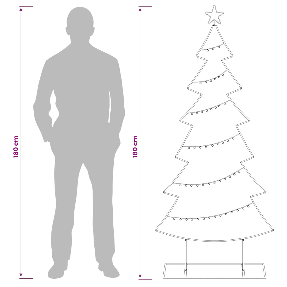 vidaXL Metal Christmas Tree with Stand KUOPIO 180 cm Steel Gold