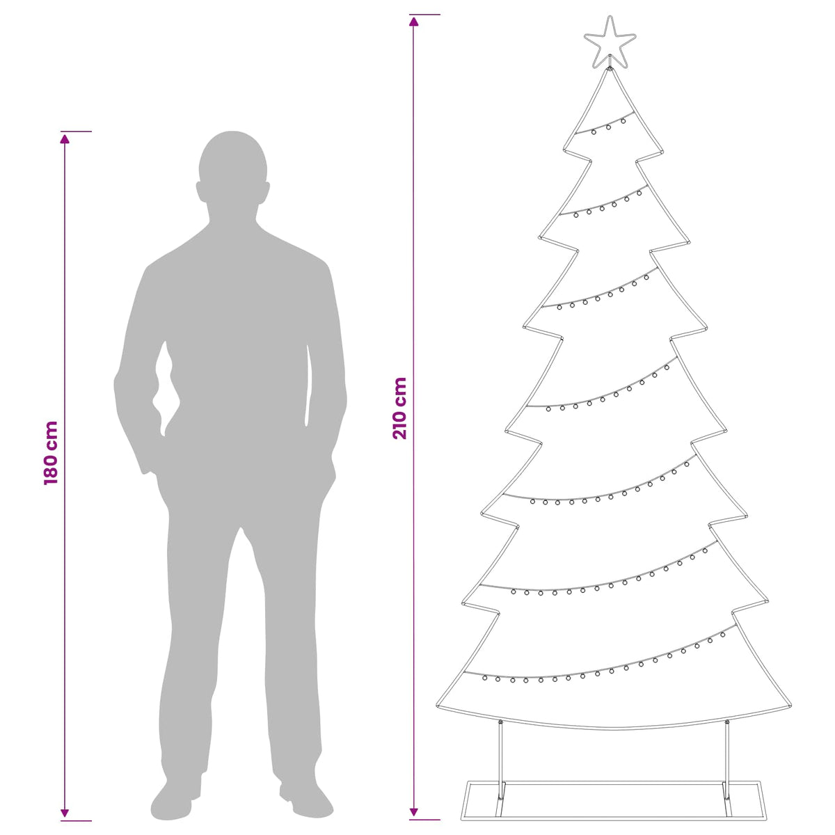 vidaXL Metal Christmas Tree with Stand KUOPIO 210 cm Steel Gold