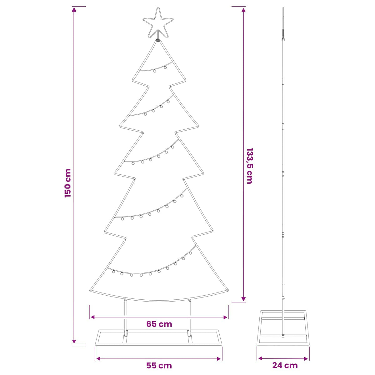 vidaXL Metal Christmas Tree with Stand KUOPIO 150 cm Steel White