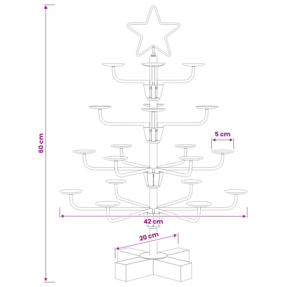 vidaXL Metal Christmas Tree with Holder KUOPIO 60 cm Steel White