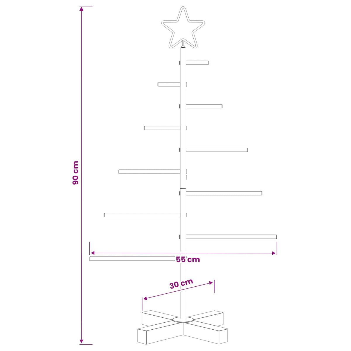 vidaXL Metal Christmas Tree KUOPIO 90 cm Steel White
