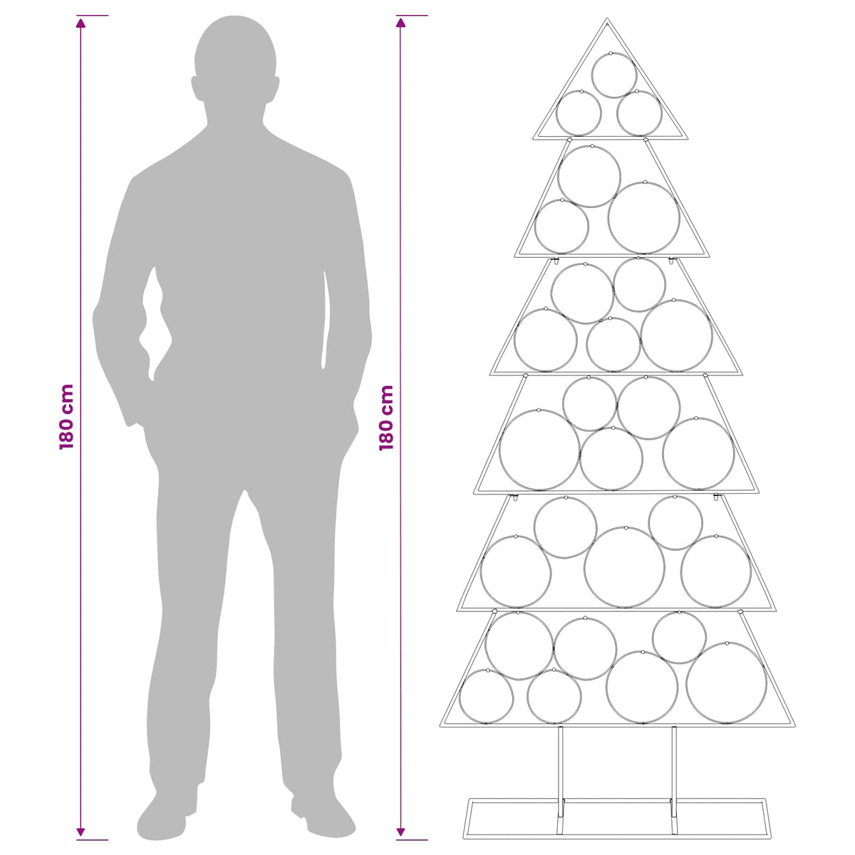 vidaXL Metal Christmas Tree with Classic Stand KUOPIO 180 cm Steel