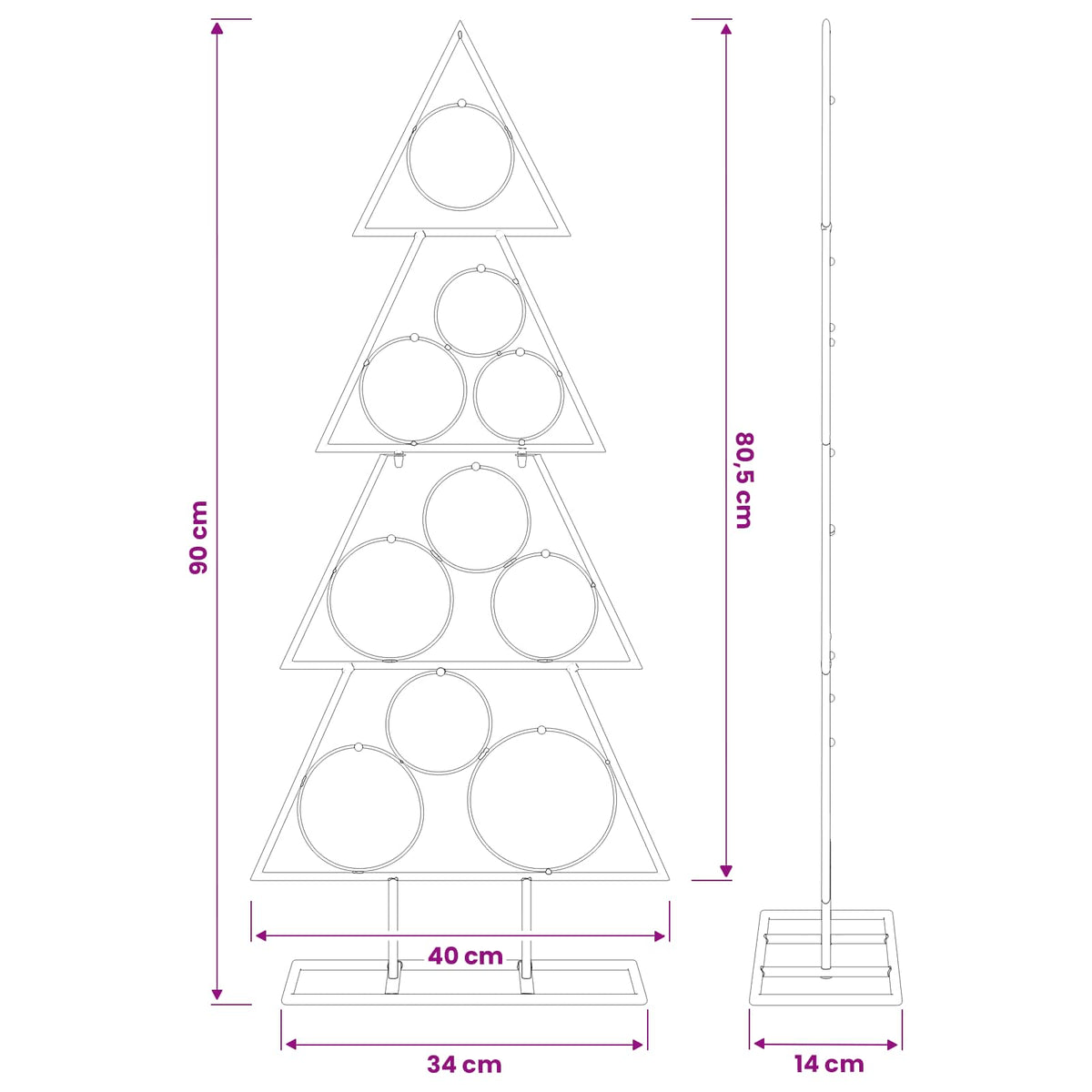 vidaXL Metal Christmas Tree KUOPIO 90 cm Steel Gold