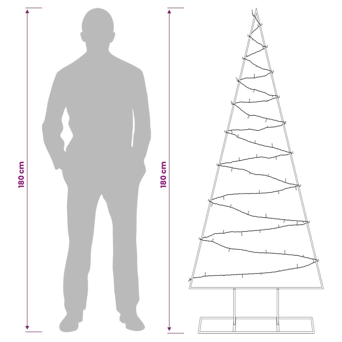 vidaXL Metal Christmas Tree with Stand KUOPIO 180 cm Warm White Steel