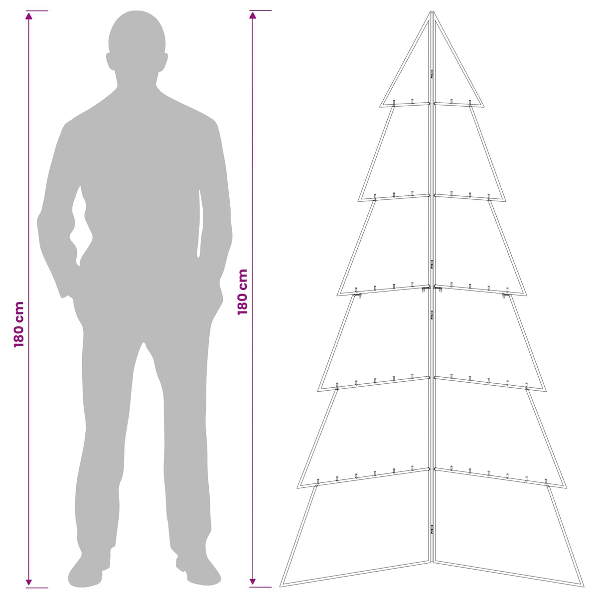 vidaXL Metal Christmas Tree KUOPIO 180 cm Steel White