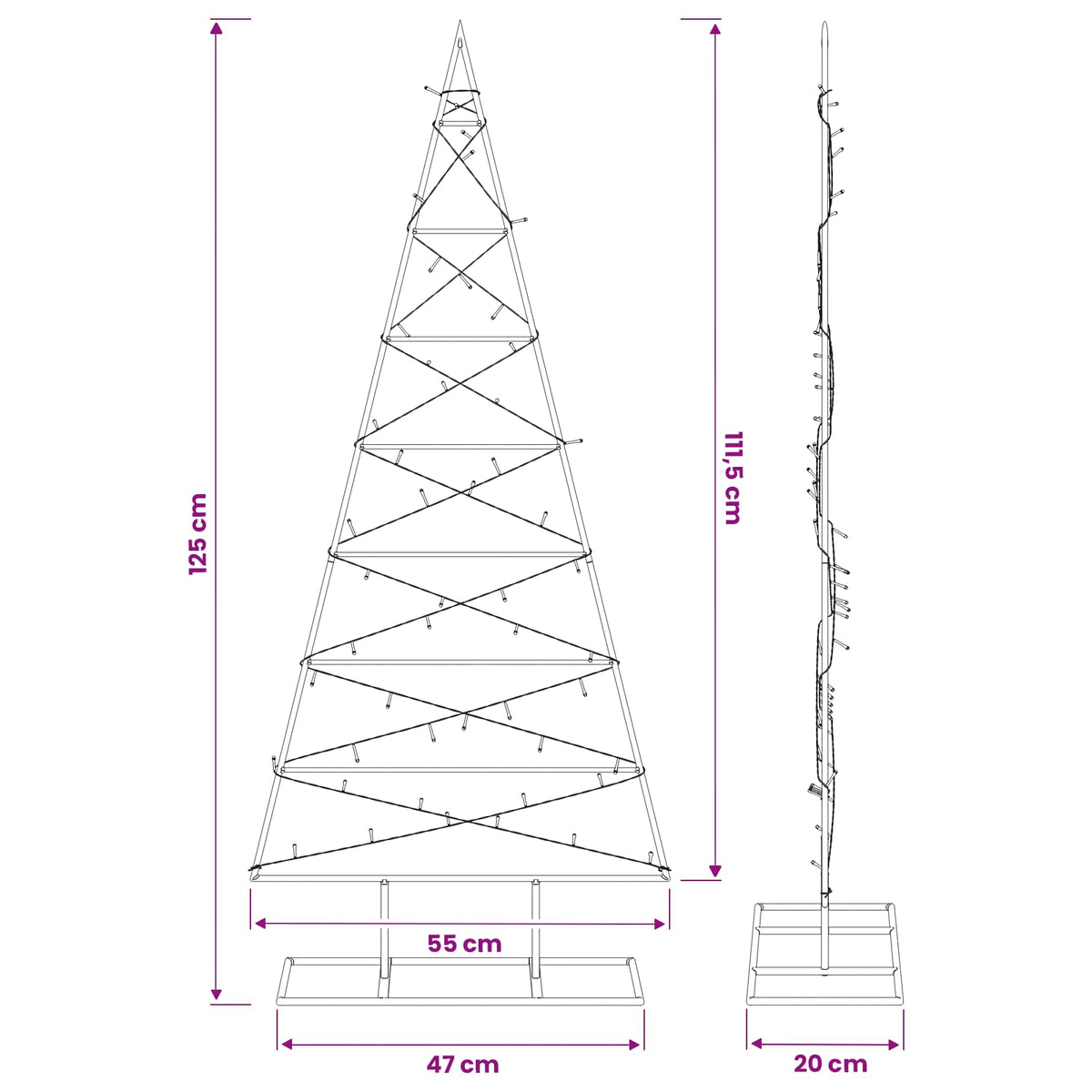 vidaXL Metal Christmas Tree with Stand KUOPIO 125 cm Warm White Steel