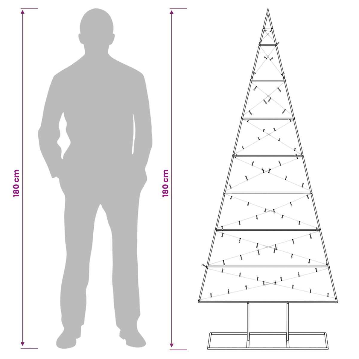 vidaXL Metal Christmas Tree with Stand KUOPIO 180 cm Warm White Steel
