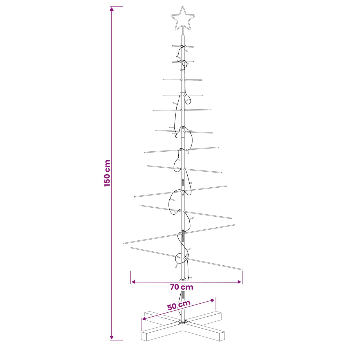 vidaXL Metal Christmas Tree with Stand KUOPIO 150 cm Warm White Steel