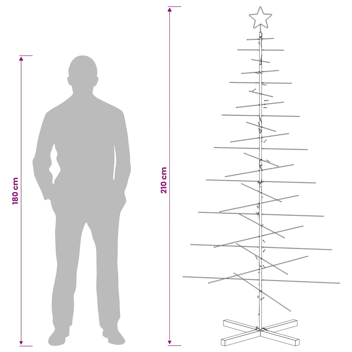 vidaXL Metal Christmas Tree with Stand KUOPIO 210 cm Warm White Steel