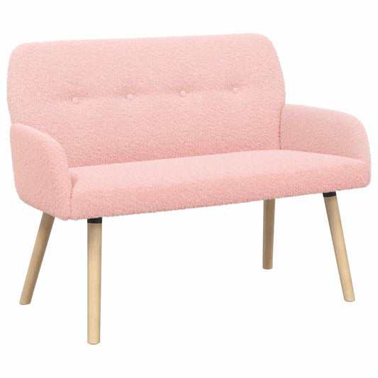 vidaXL 2 Seater Sofa with Solid Wood Legs Pink Bouclé