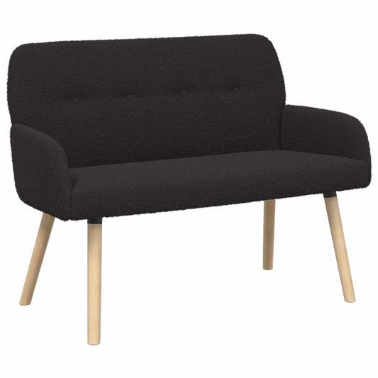 vidaXL 2 Seater Sofa with Solid Wood Legs Black Bouclé