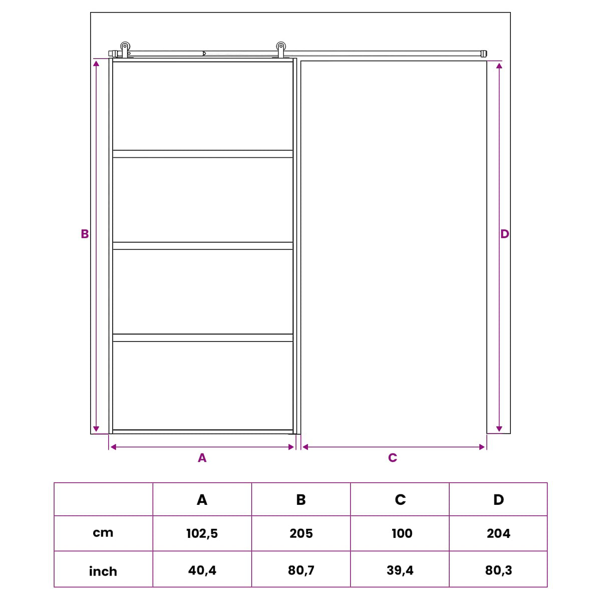 vidaXL Sliding Door 102.5 x 205 cm Tempered Glass and Aluminium