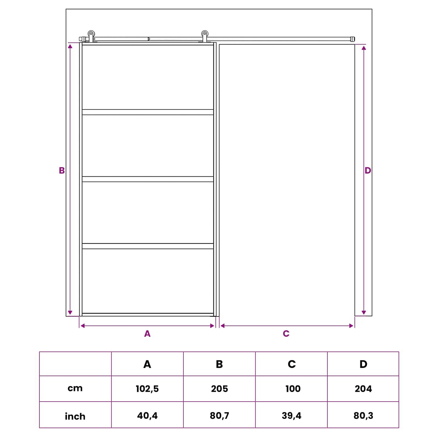 vidaXL Sliding Door 102.5 x 205 cm Tempered Glass and Aluminium