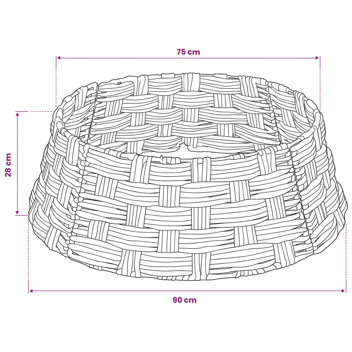 vidaXL Christmas Tree Collar Round Brown Wash Dia. 90 x 28 cm