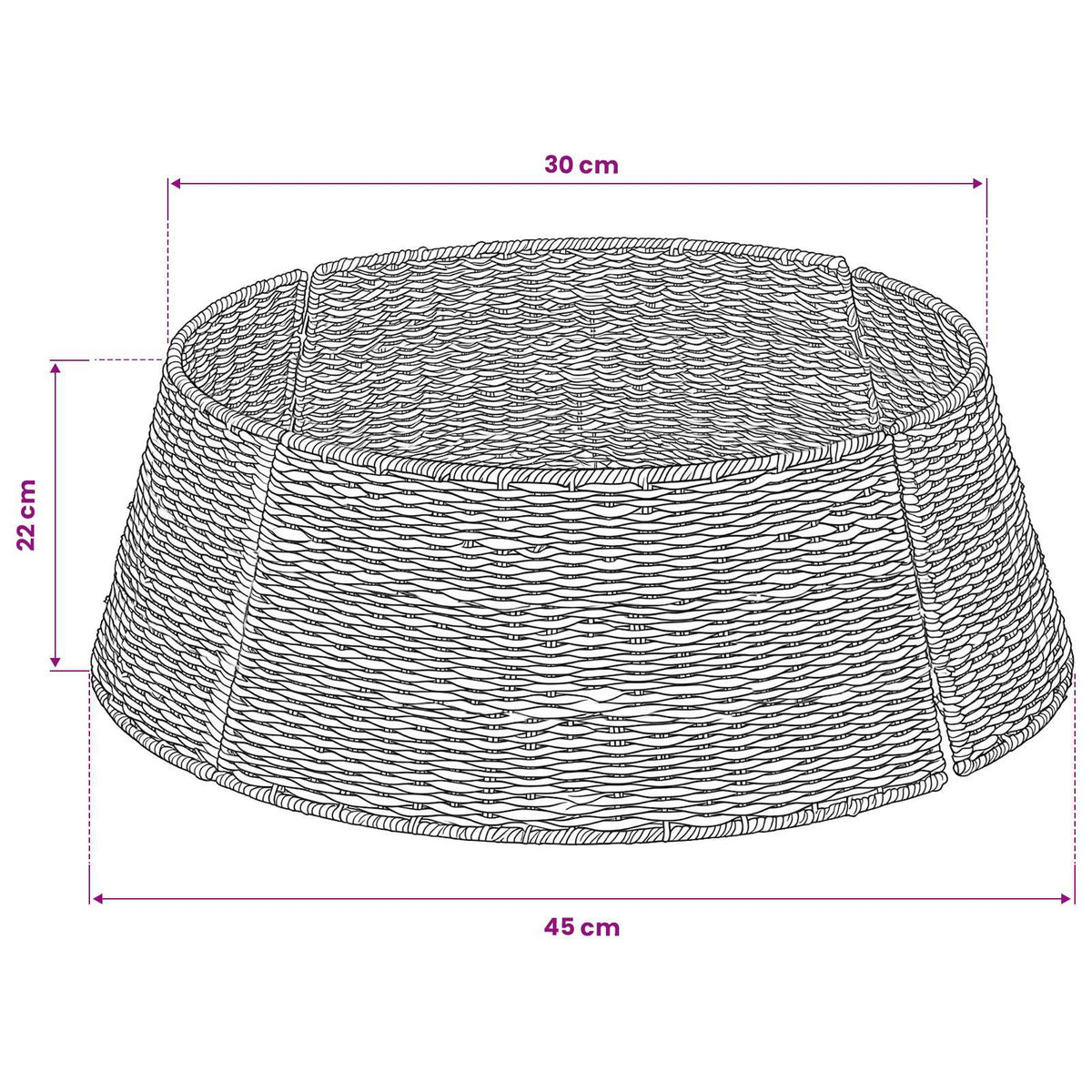 vidaXL Christmas Tree Collar Round Natural Dia. 45 x 22 cm Seagrass