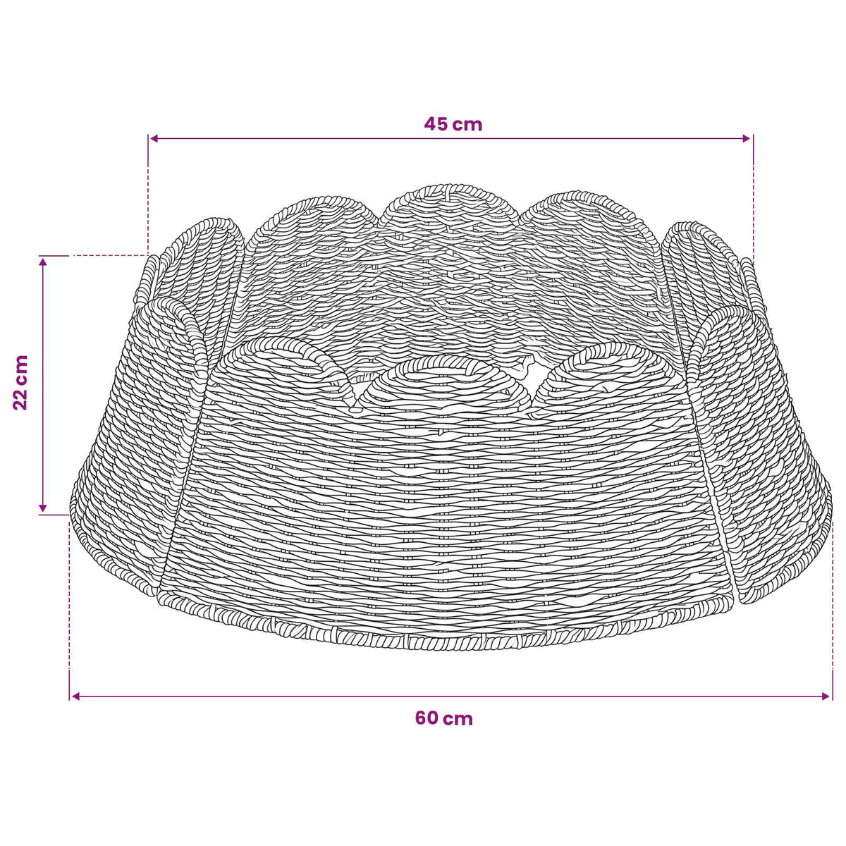 vidaXL Christmas Tree Collar Round Natural Dia. 60 x 22 cm Seagrass