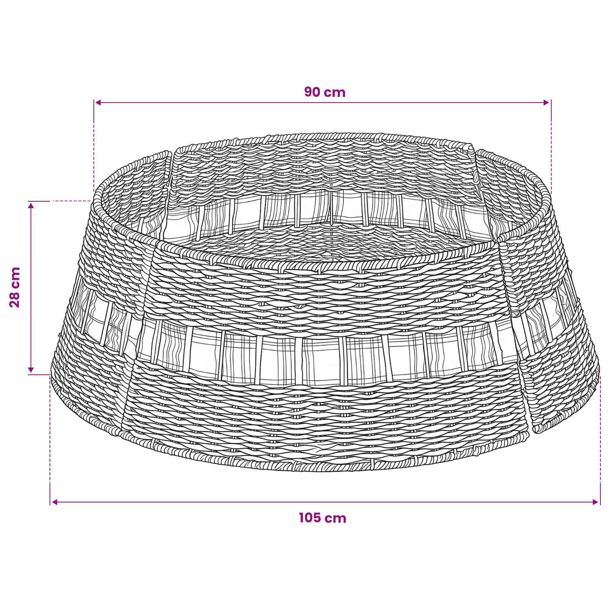 vidaXL Christmas Tree Collar Round Natural Dia. 105 x 28 cm Seagrass