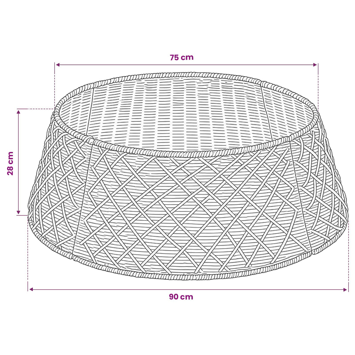 vidaXL Christmas Tree Collar Round Natural Dia. 90 x 28 cm Seagrass