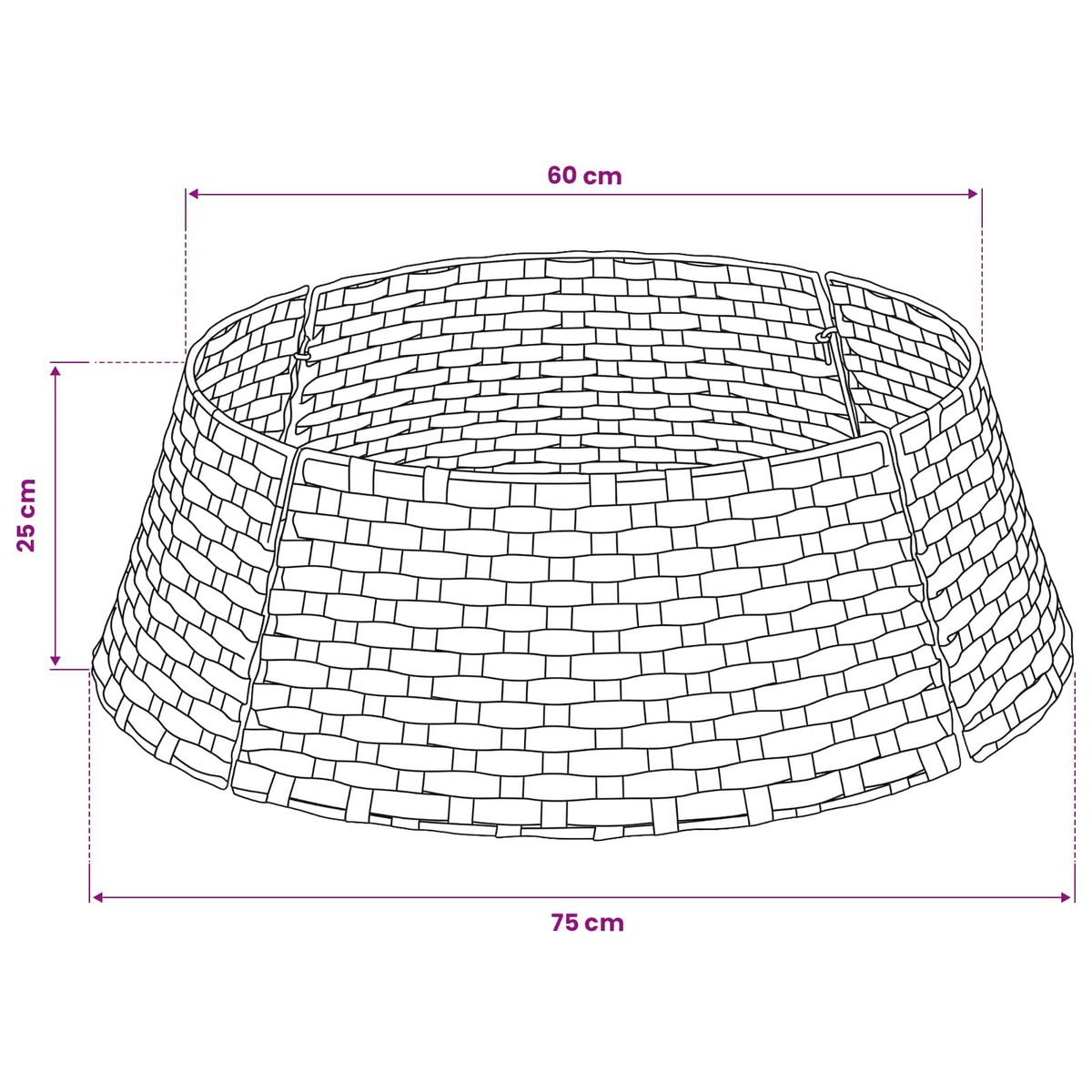 vidaXL Christmas Tree Collar Round Dark Brown Dia. 75 x 25 cm