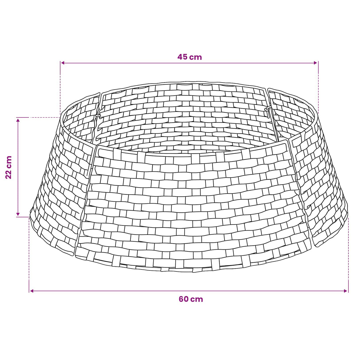 vidaXL Christmas Tree Collar Round Light Brown Dia. 60 x 22 cm