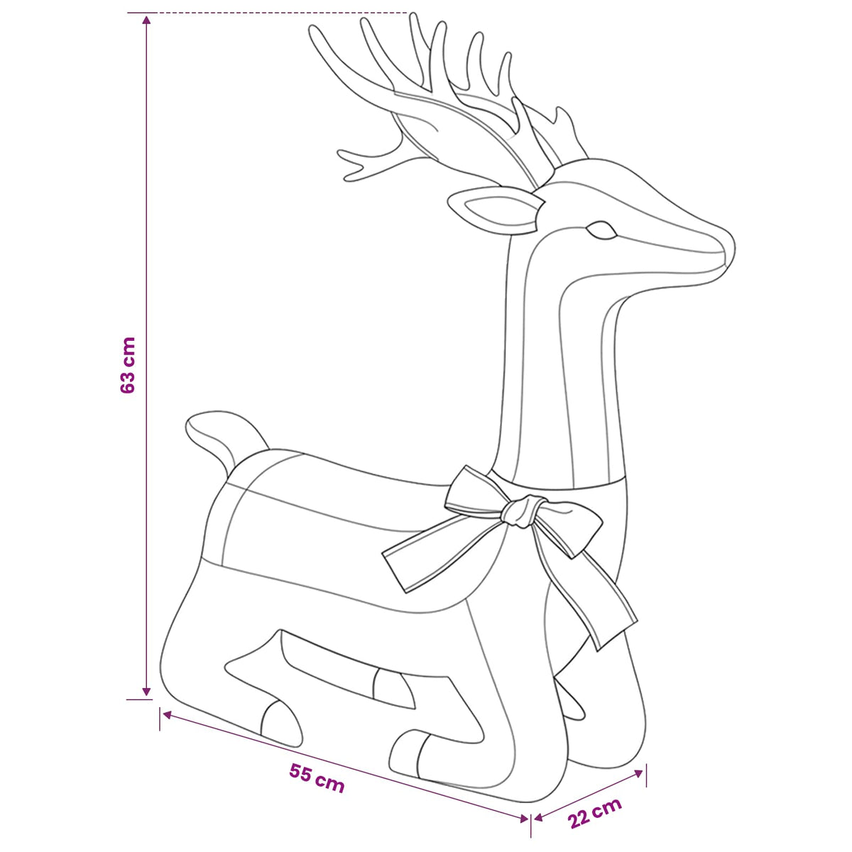 vidaXL 3D Christmas Reindeer LOVIISA 140 LEDs Blue 55 x 22 x 63 cm
