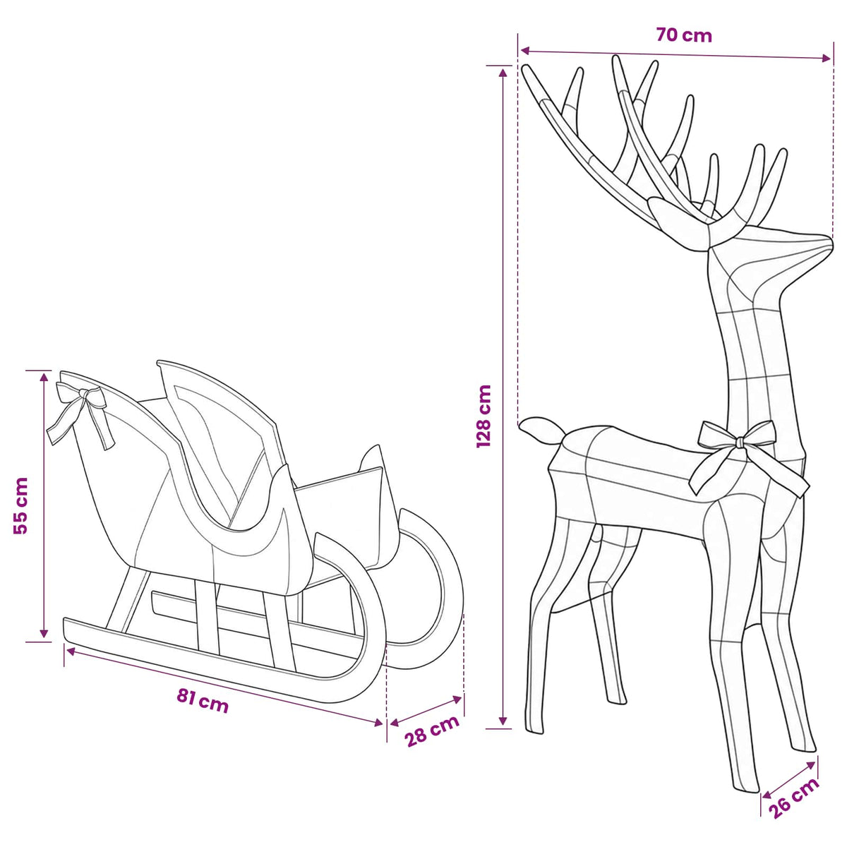 vidaXL Reindeer Pull Sleigh LOVIISA 450 LEDs Warm White