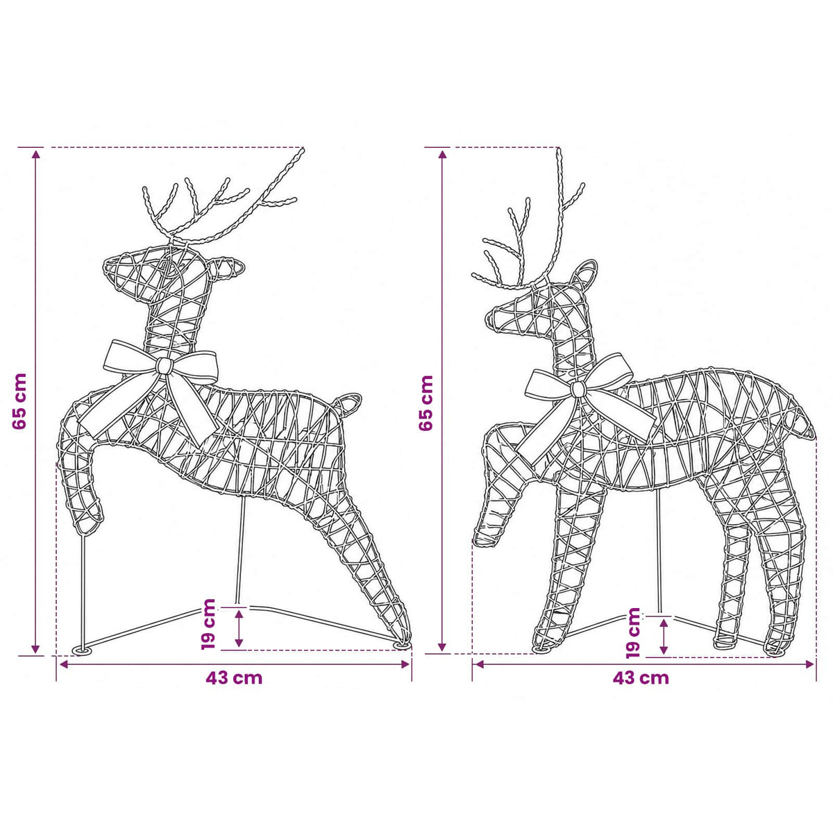 vidaXL Christmas Reindeer 2 pcs 40 LEDs Blue 43 x 19 x 65 cm