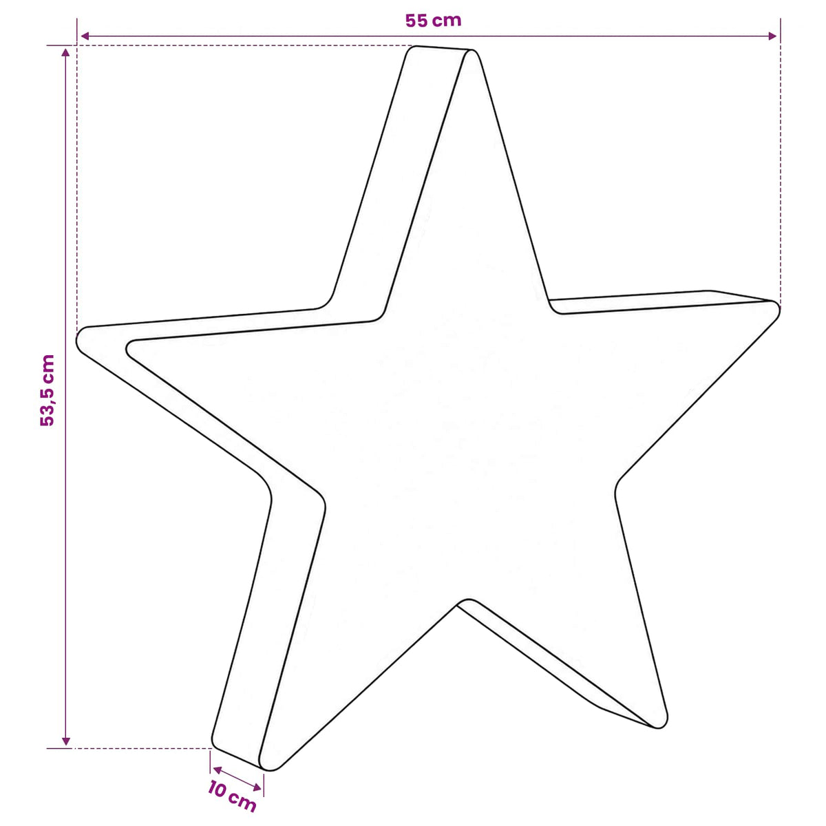 vidaXL 3D Christmas Star 50 LEDs Cold White 55 x 53.5 x 10 cm