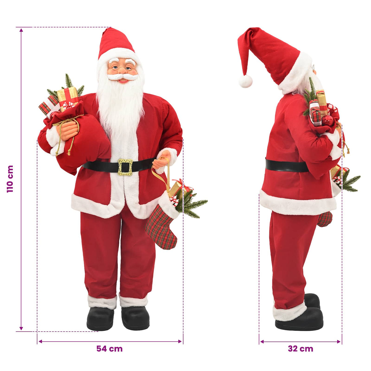 vidaXL Santa Claus Figure Red 110 cm Polyester